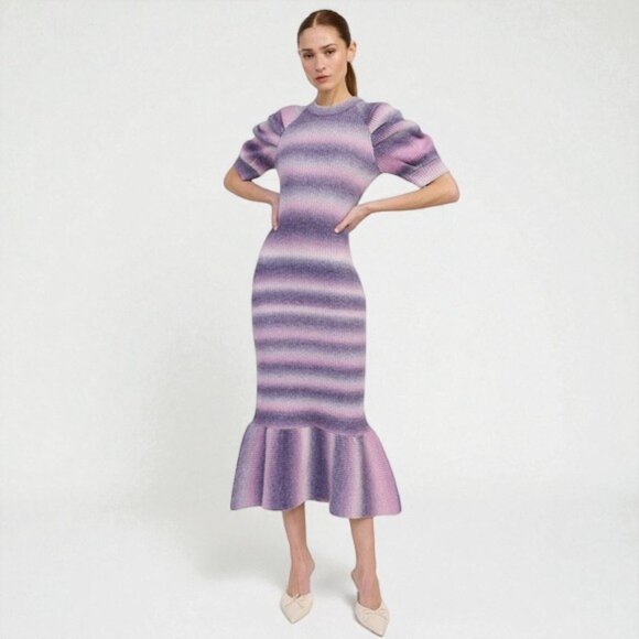 NWT En Saison Greer Ombre Knit Ruffle Hem Maxi Sweater Dress - Picture 7 of 7